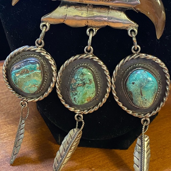 Turquoise coral and Sterling Silver Statement Necklace handmade museum worthy - Picture 4 of 9